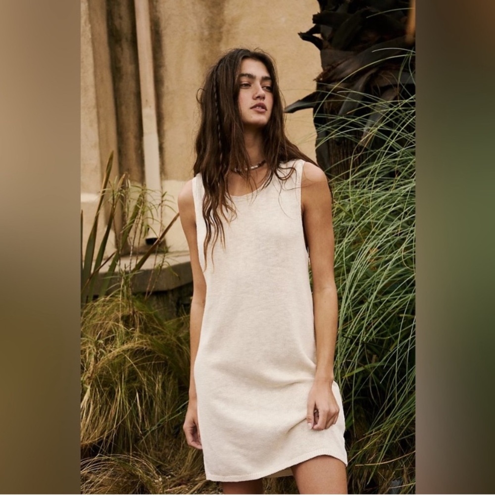 Free People Beach Nina Sweater Mini Dress Cream L